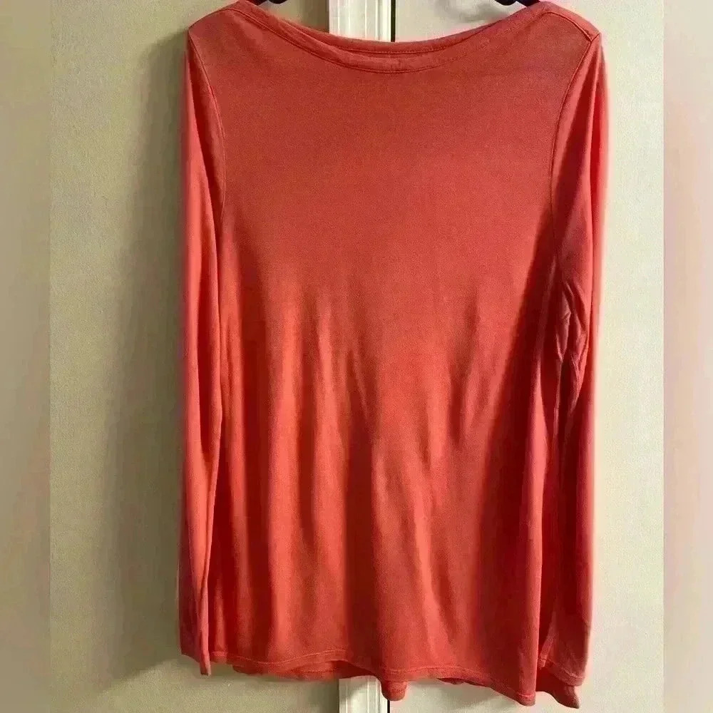 J Jill Boat Neck Tunic Tee Tencel Lyocell Blend Salmon Large
